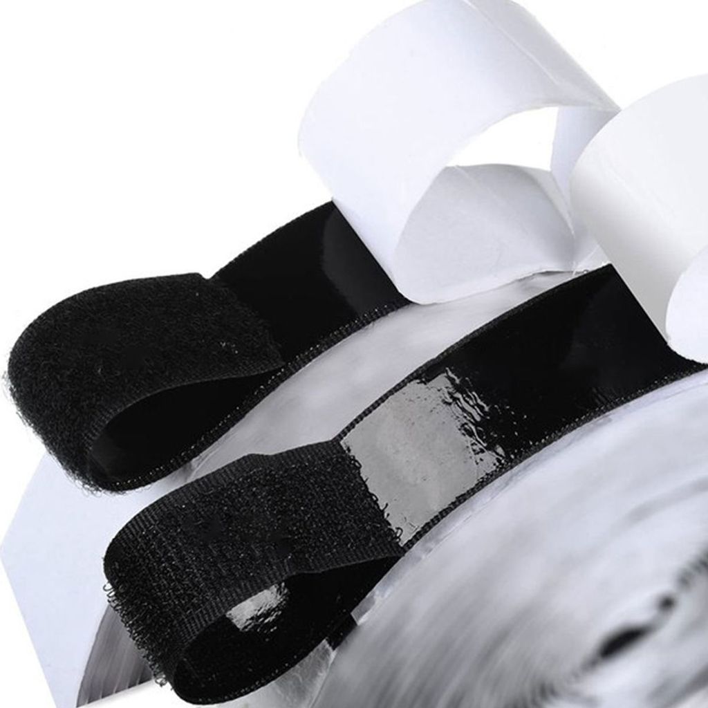 Klettband extra stark selbstklebend Haken Schlaufen Klettverschluss 25 mm / 5 m, Farbe:Schwarz