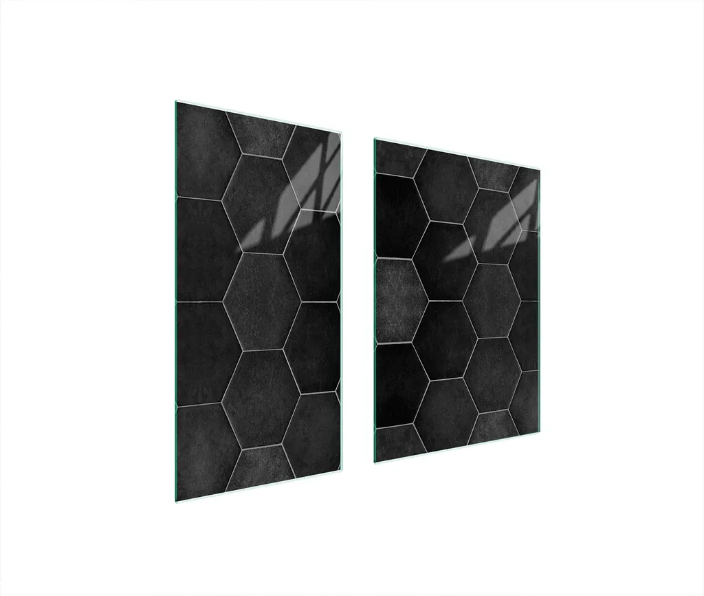Piastre Coprifornelli 2 Pezzi 75x52 Vetro Nero - Copri Piano Cottura