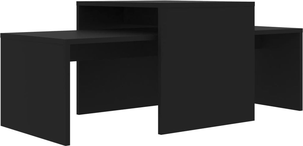 Set di tavolini neri 100x48x40 cm in materiale ligneo Immagine del prodotto 