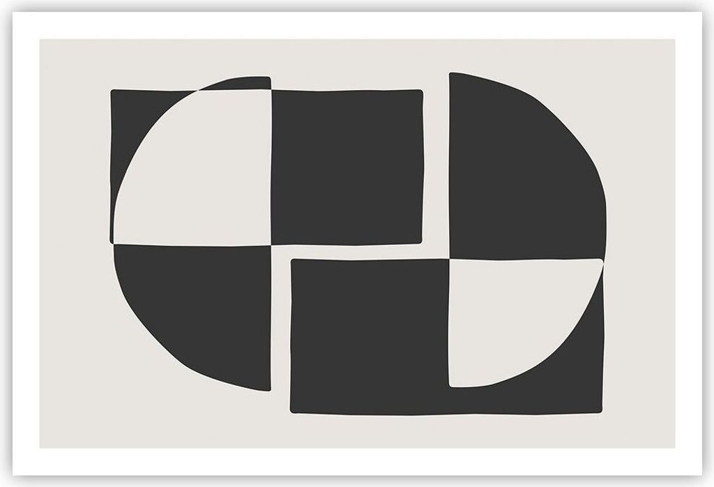 Poster - Poster ohne Rahmen - Abstraktion Kontrast Figuren - 91,5x61 cm - Wand Bild - Wanddeko - Wandbilder - Kunstposter - Wandposter - Bilder - K...