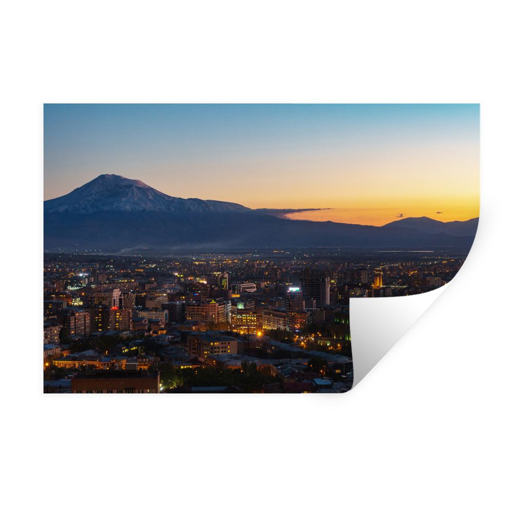 MuchoWow Wandtattoo Wandsticker Wandaufkleber Die Skyline von Eriwan in Armenien mit dem Ararat 30x20 cm Selbstklebend und Repositionierbar - Wie...