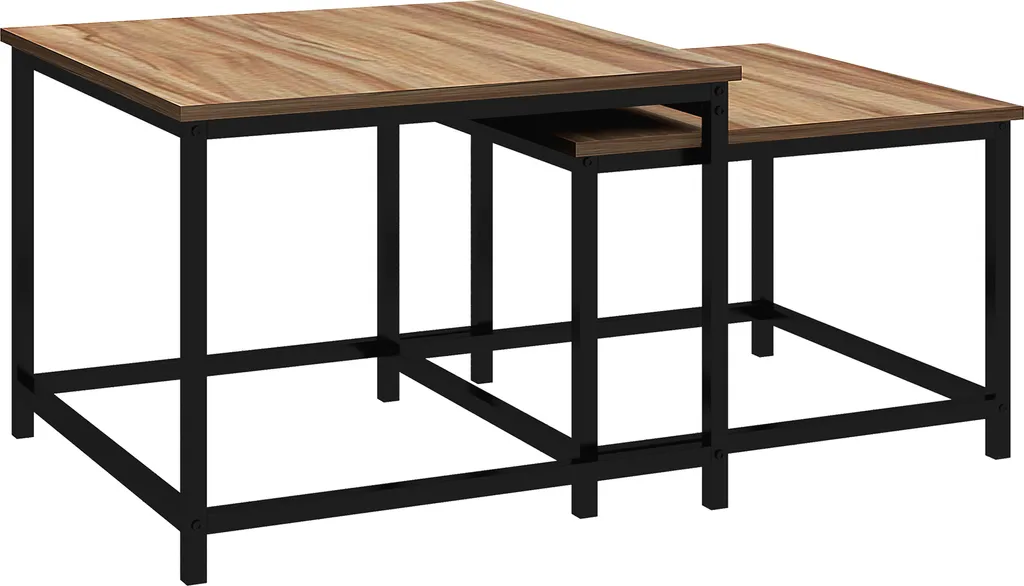 Table Basse Salon Industrielle pour Petit Espace - Lot de 2 en Acier