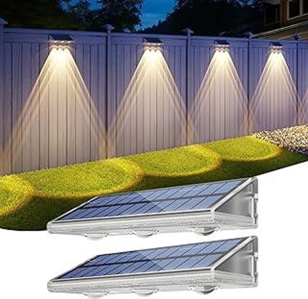 YiLaie Solar Wandleuchte Aussen, Solarleuchten für Außen IP67 Wasserdichte,3 Farben Heller Solar Zaunleuchten für Außen,LED Solarleuchten für ...