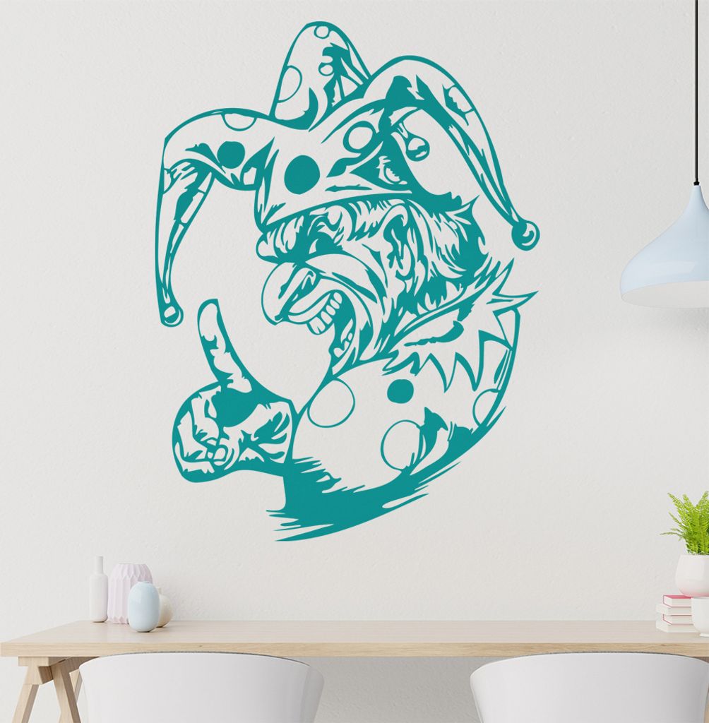 Harlekin Wandtattoo in 6 Größen - Wandaufkleber Wall Sticker - Dekoration, Küche, Wohnzimmer, Schlafzimmer, Badezimmer
