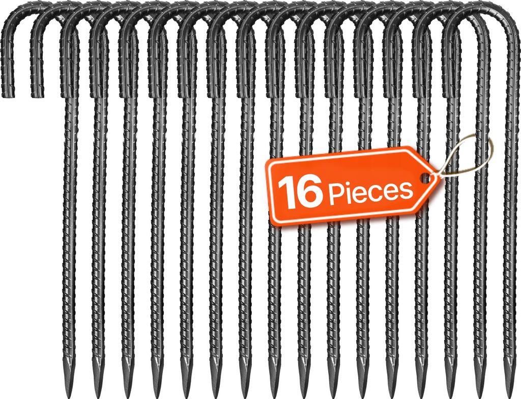 VEVOR Bodenanker, 304,8 mm, J-Typ mit 10 mm Durchmesser, verzinkte Zeltheringe, Erdanker, Erdnägel, Heringe, für Zelten, Vordächern, Camping, Tr...