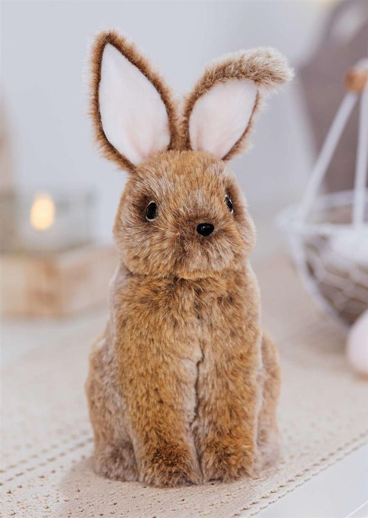 Dekofigur Hase "Purzel" flauschiger Osterhase aus Kunstfell, 22 cm hoch, Osterdeko, Osterfigur
