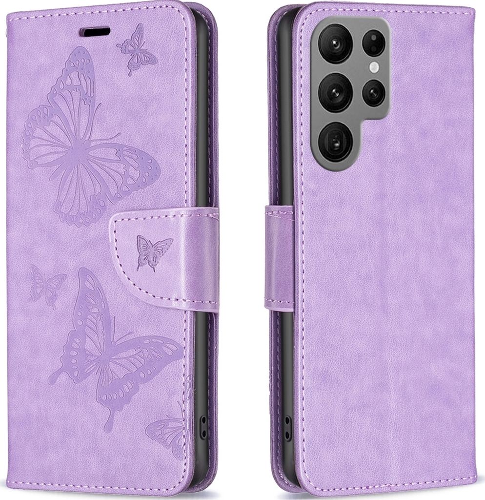 Mobigear Butterfly Samsung Galaxy S24 Ultra Hülle Klapphülle Geldbörse - Lila