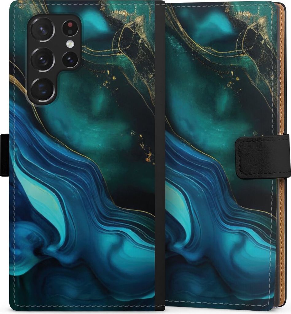 DeinDesign Klapphülle für Samsung Galaxy S22 Ultra Handytasche Lederhülle Tasche Art Farbverlauf Marmor