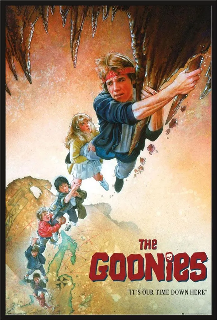 Affiche Les Goonies It’s our time down here avec cadre Shinsuke noir