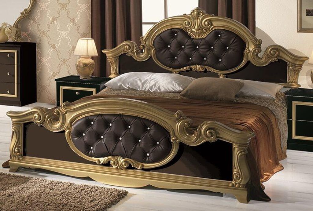 Bett Barocco in Schwarz Gold Barock Design  Italy Produktbild 