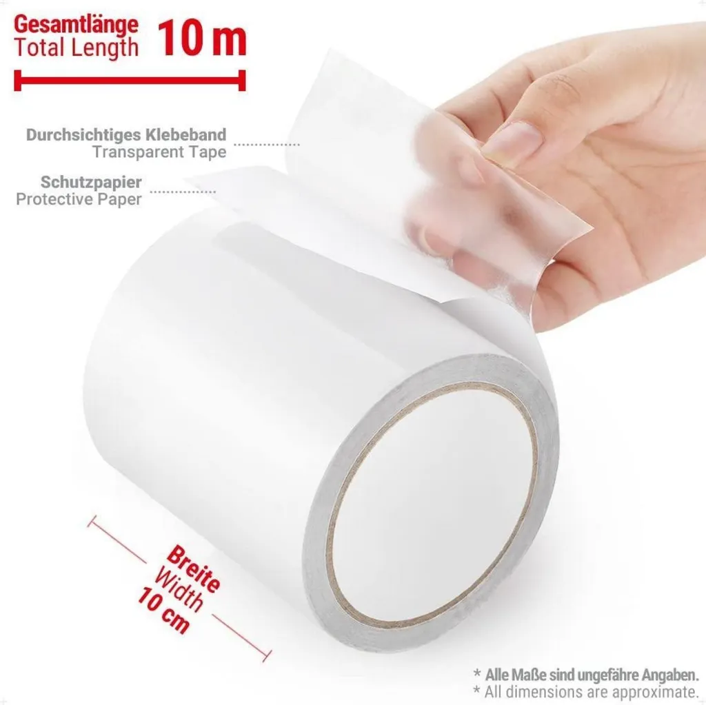 Ruban Réparation Bâche Transparent 10M - Adhésif Puissant et Invisible