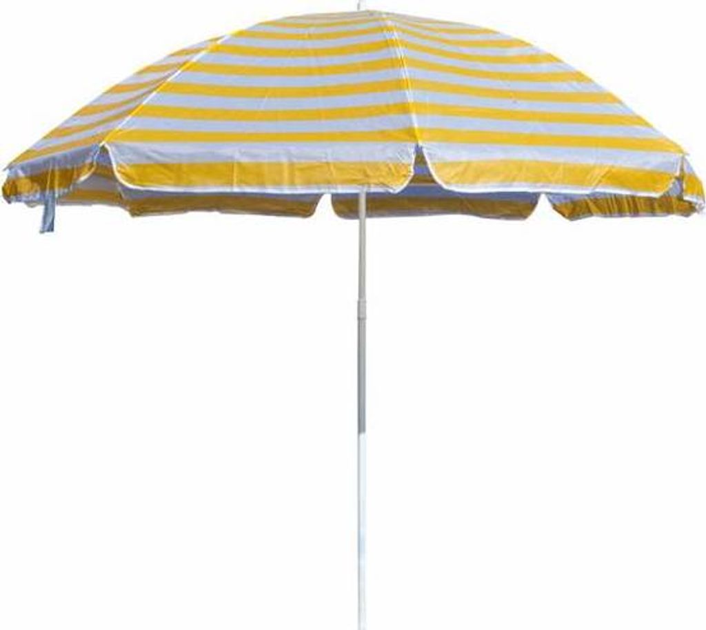 GLÜCKLICHES GRÜN Sonnenschirm Strand 230 cm, gelb Streifen Produktbild 