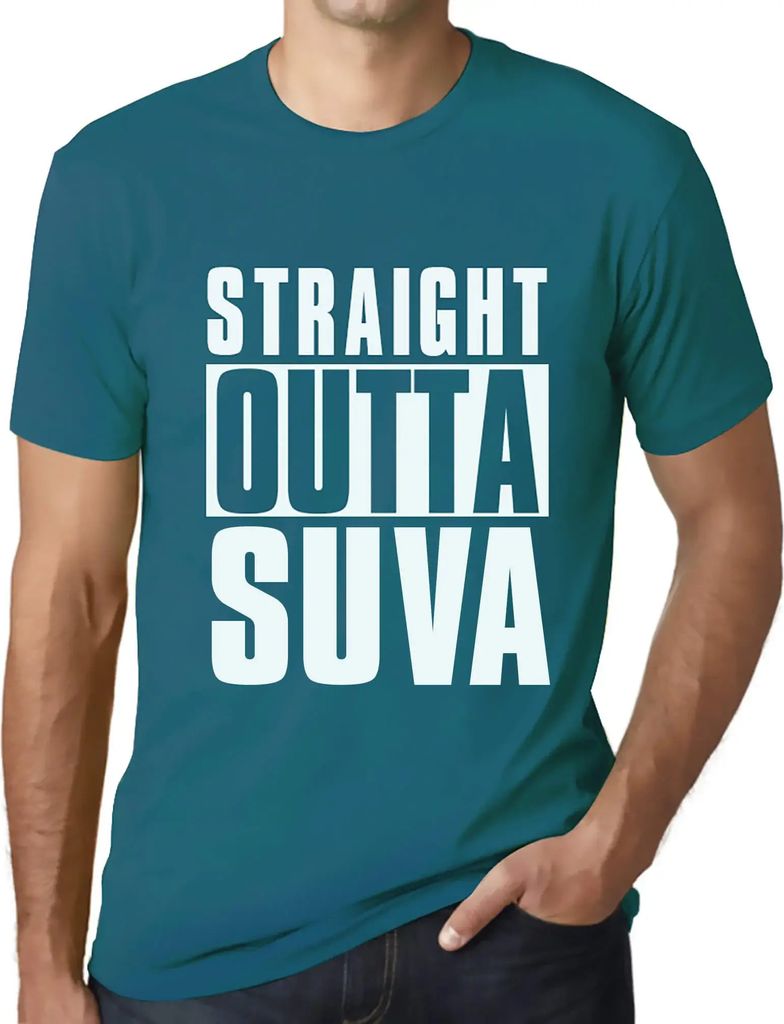Herren Grafik T-Shirt Direkt aus Suva – Straight Outta Suva – Öko-Verantwortlich Vintage Jahrgang Kurzarm Lustige Druck Geburtstag Geschenk Mann