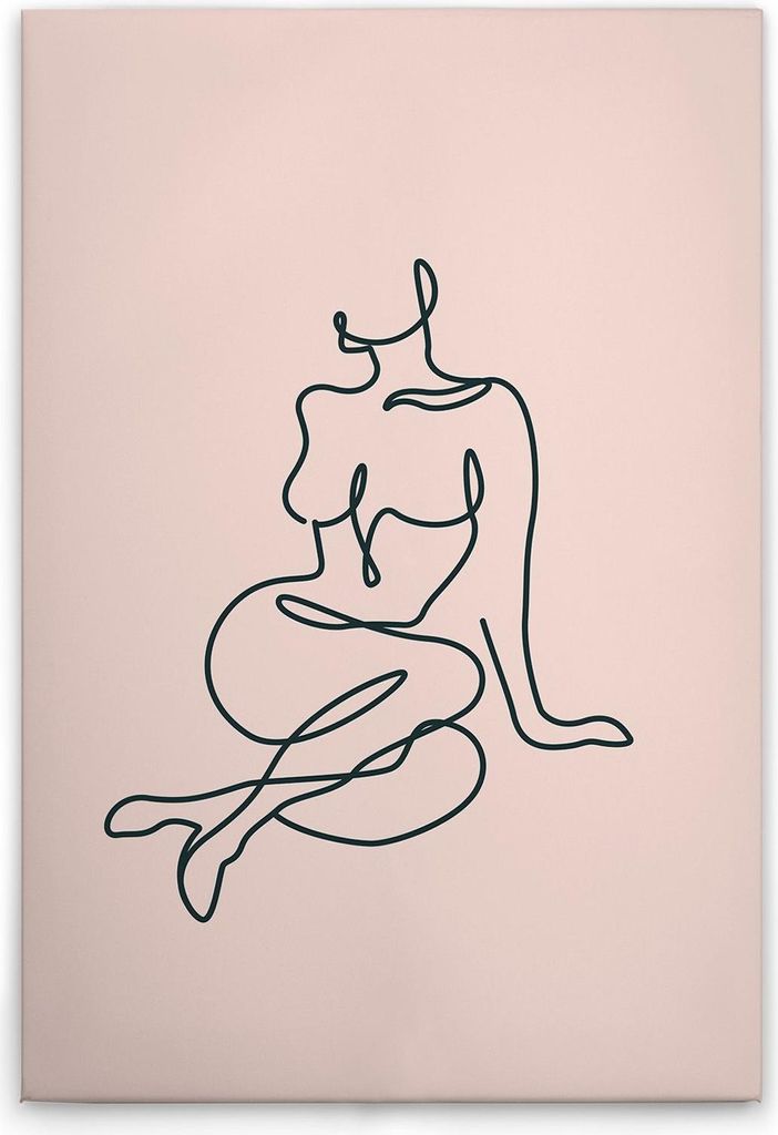 TADESSI Leinwandbild Silhouetten Oneliner - Wandbild 30 x 45 cm - Kunstdruck auf Leinwand in Creme Schwarz - M1-No.51708