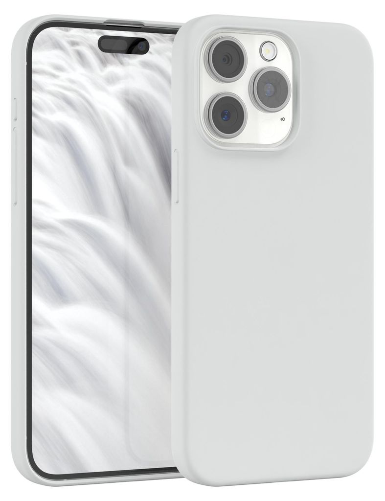 EAZY CASE Silikonhülle für Apple iPhone 15 Pro Max Silikon Backcover Schutz in Weiß