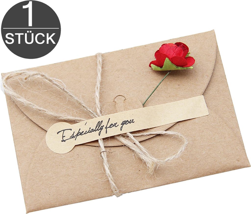 wortek Grußkarte Retro Glückwunschkarte Dankeskarte Jeder Anlass DIY Kraftpapier zum Selbst Gestalten 17,5x11cm