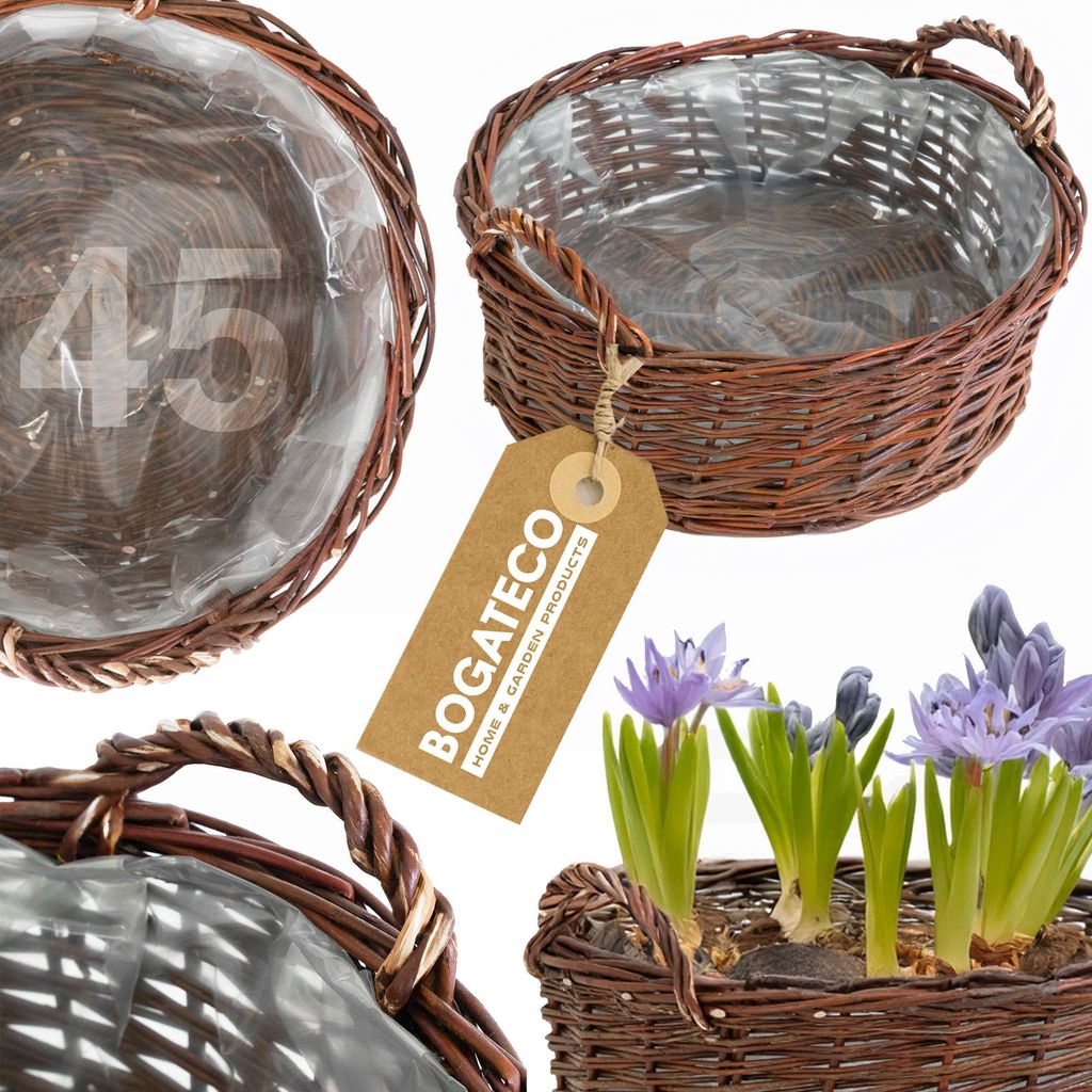Blumentopf aus Korbgeflecht | Handgefertigter Blumentopf-Übertopf aus Weide runder Weidenkorb Runden 45cm