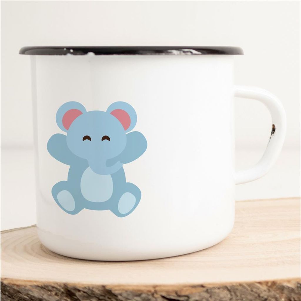 Huuraa Emaille Tasse Baby Elefant Geschenk Kaffeebecher Vintage 300ml Baby Elefant Präsent