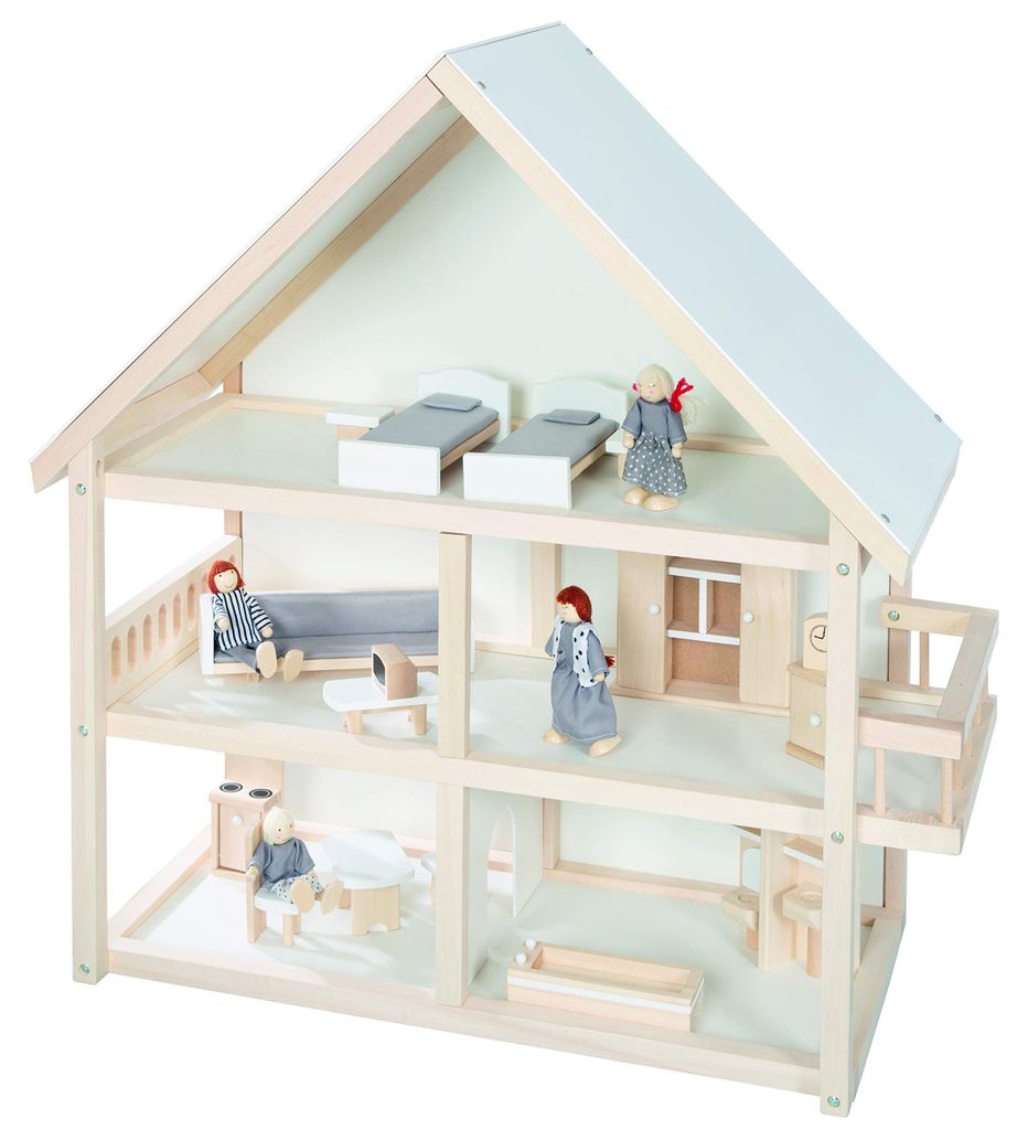 Wooden Dollhouse - ROBA - 3 floors with 16 pieces of Productafbeelding 