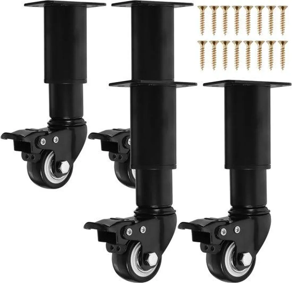 Pied réglable noir 14,5-16 cm avec roulettes pour charges lourdes