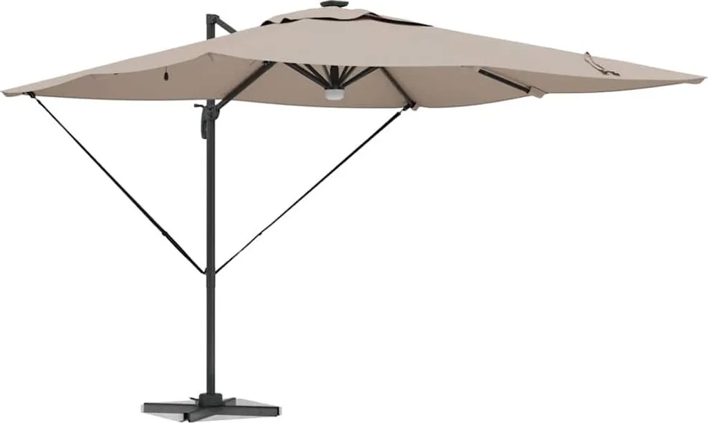 Parasol Roma anti-UV 286x284x270 cm aluminium pour ombre fraîche taupe
