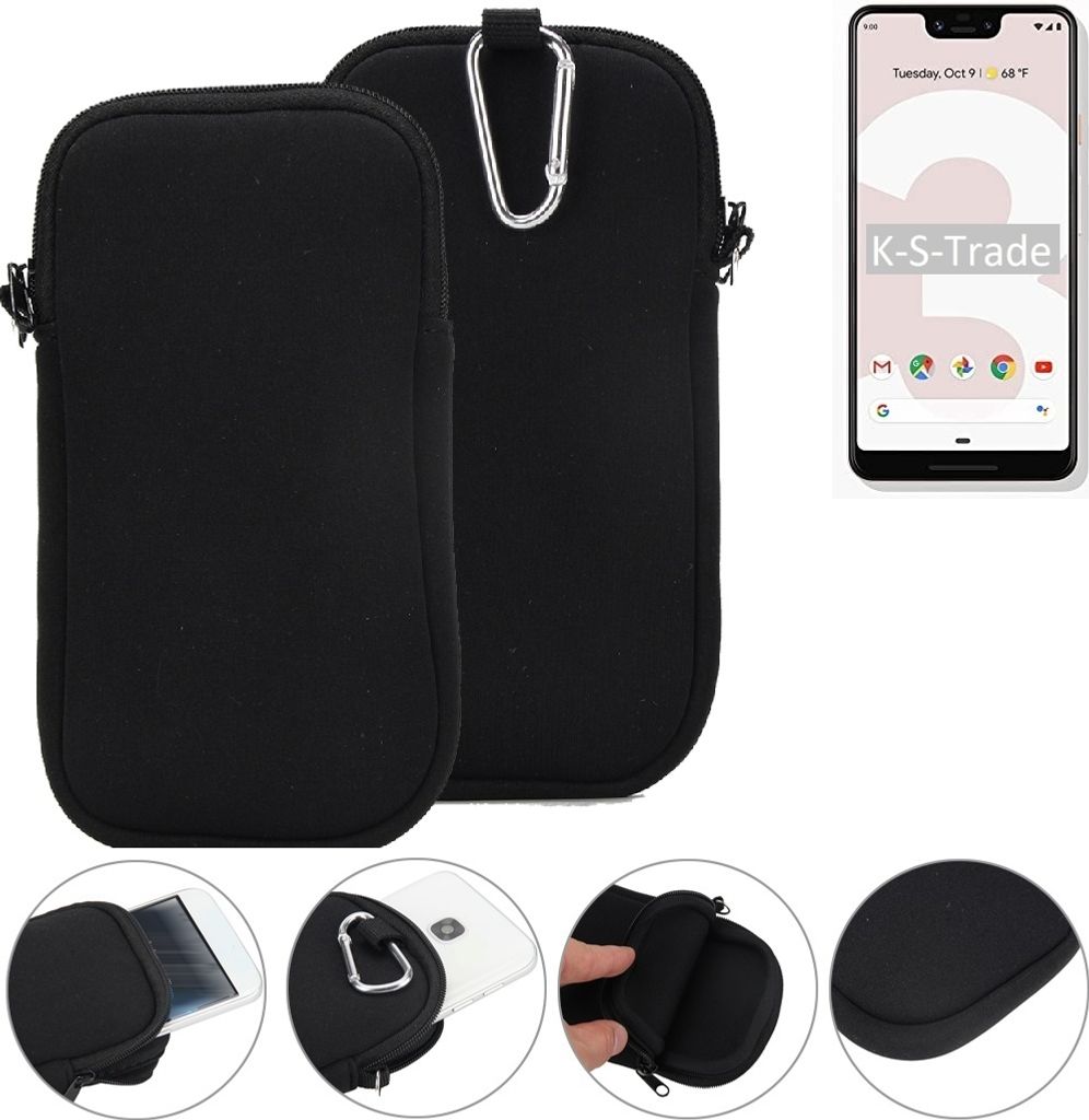 K-S-Trade Neopren-Hülle Handy-Hülle kompatibel mit Google Pixel 3 XL Schutzhülle Neoprenhülle Sleeve Schutz-Hülle Gürtel Tasche Case Holster