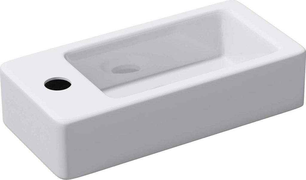 doporro Waschbecken 36x18x9,5cm Hängewaschbecken aus Keramik in weiß inkl. Nano-Versiegelung Brüssel3053R