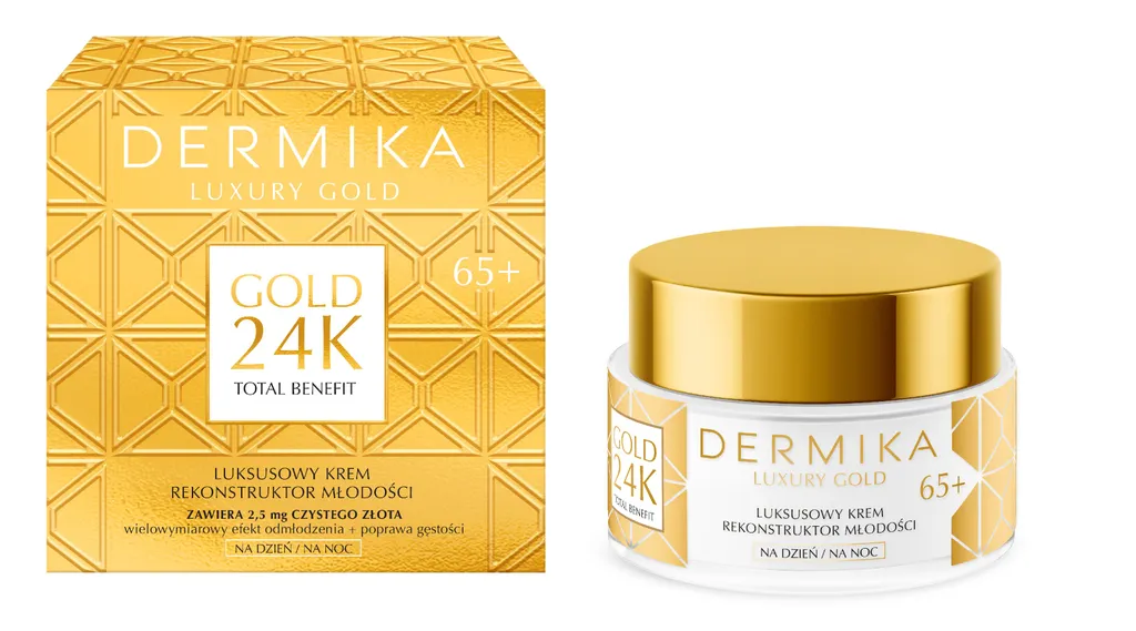 Dermika Crème Anti-Âge Luxury Gold 24K 65+ Soin Visage Jour Nuit 50ml