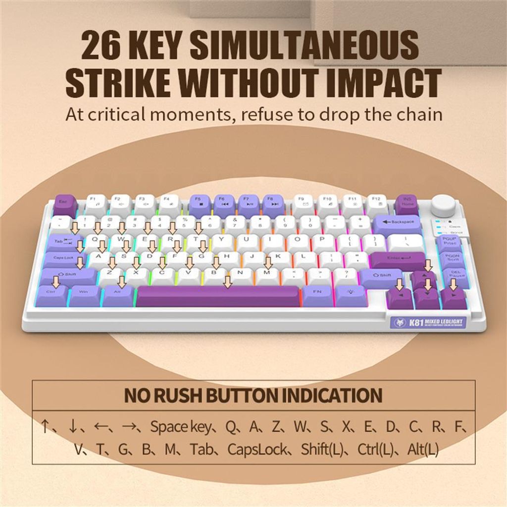 Gaming Tastatur 81 Tasten mit dreifarbig passenden Produktbild 3