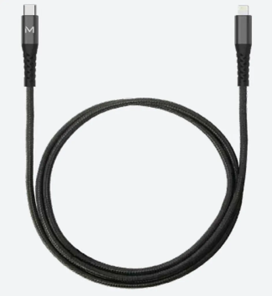Câble de charge Lightning USB noir 1m Mobilis pour iPhone et iPad Air
