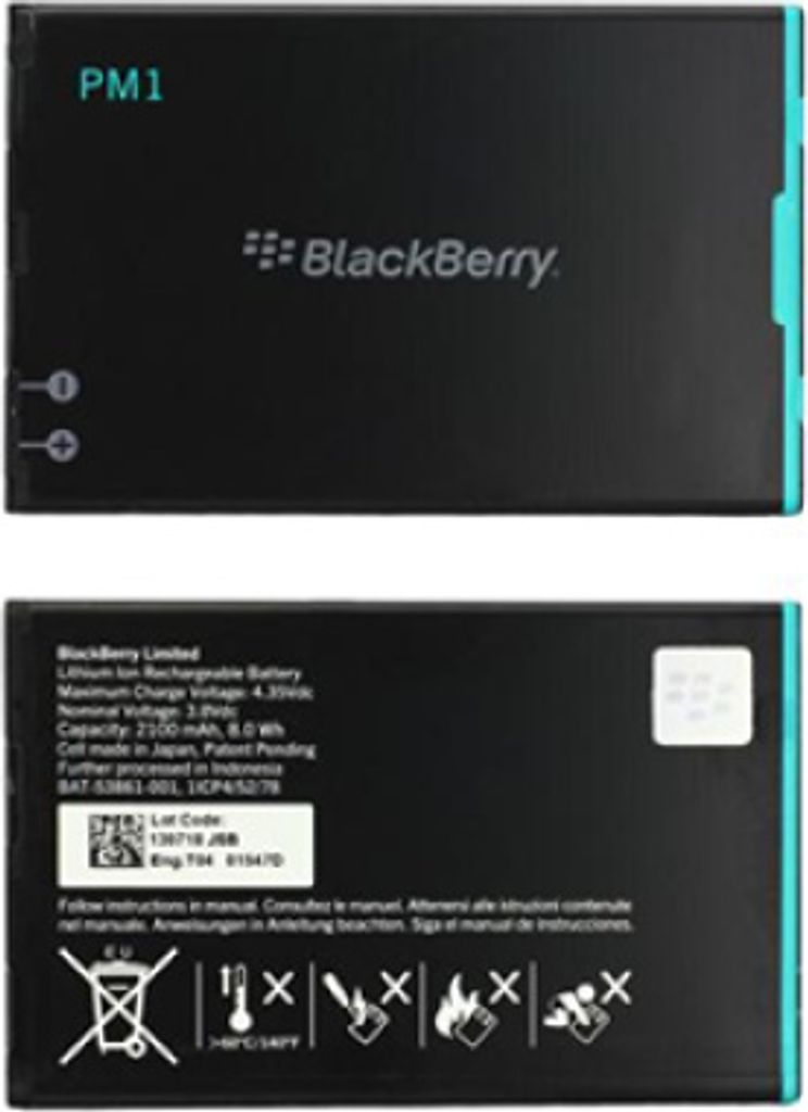 BlackBerry Akku, Modell P-M1, passend für Z5 Smartphone, 3,8 Volt, 2100 mAh