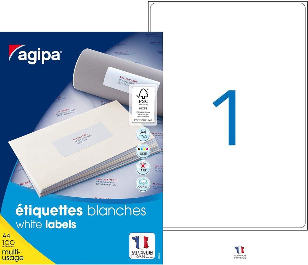 agipa Universal-Etiketten 199,6 x 289,1 mm weiß 100 Etiketten