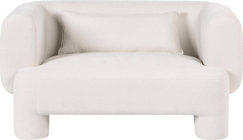 BELIANI 2-Sitzer Sofa Weiß Stoff Gepolstert mit Kissen Dicke Beine Breite Armlehnen Organisches Modernes Design Wohnzimmersofa Polstersofa Stoffsofa