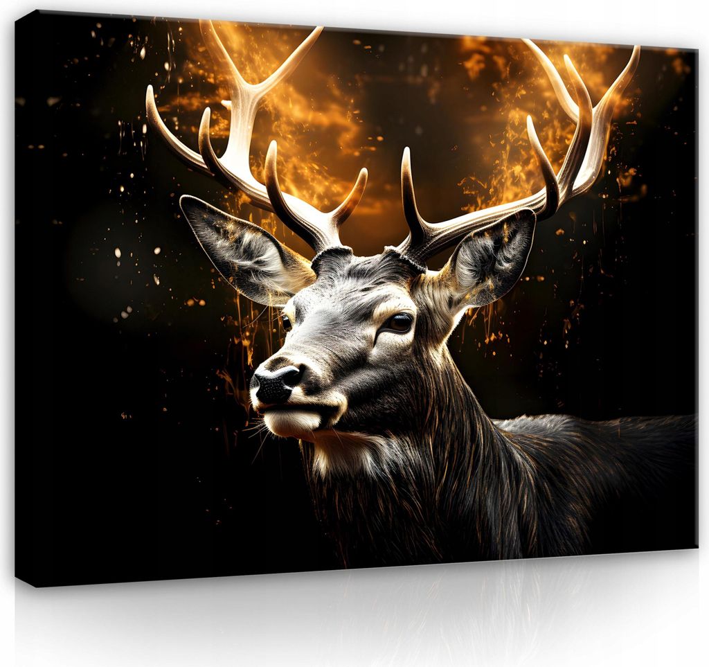 Leinwandbilder Abstrakt Tiere Hirsch 60x40 cm XXL Modern Canvas Bild auf Leinwand Bilder Leinwandbild Wandbilder Wohnzimmer Schlafzimmer