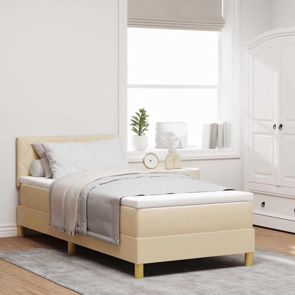 Möbel Boxspringbett mit Matratze mit Matratze Creme 90 x 190 cm Stoff - Klassische Betten 3338963