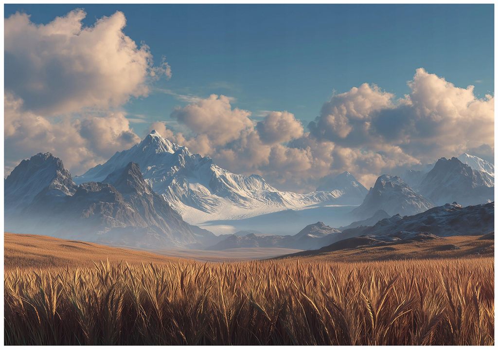 Fototapete Landschaft Wiese Natur - 300x210 cm - Vliestapete Wohnzimmer Schlafzimmer - Vlies Fototapete Beige - 16398VX6