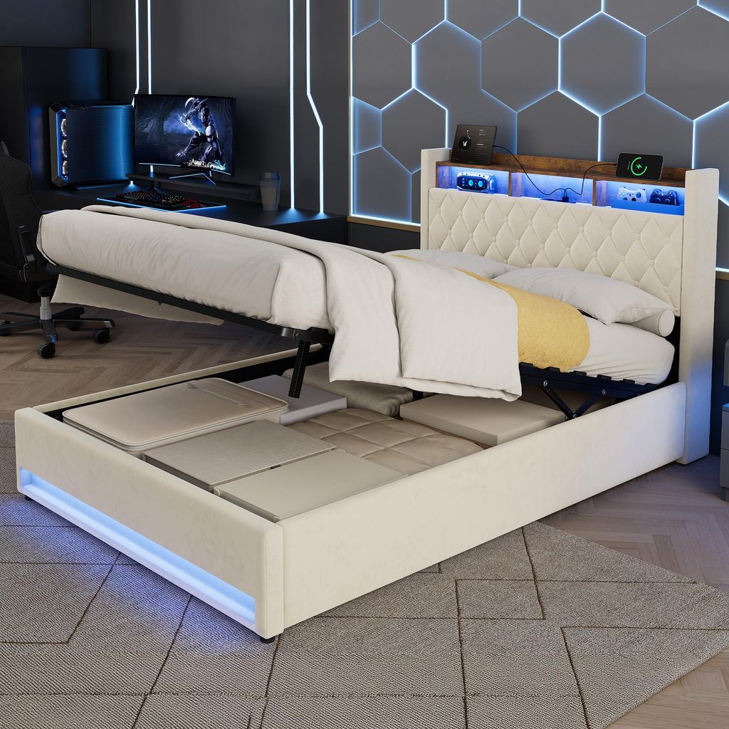 Čalouněná postel STILVORA 140 × 200 cm s úložným prostorem, Obrázek produktu 