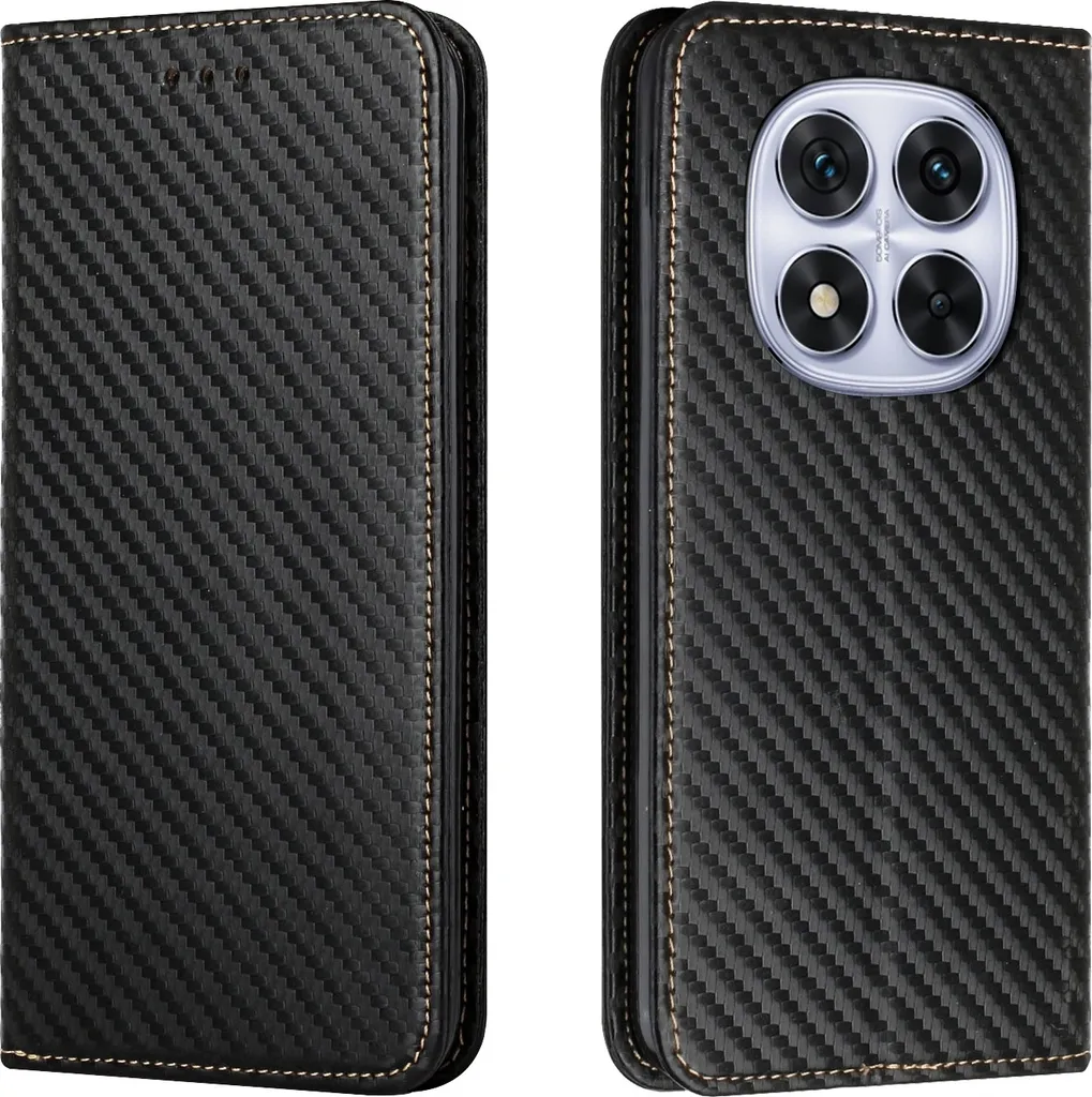 Custodia a Libro Redmi Note 14 Pro 5G Carbon Design Pelle Finta