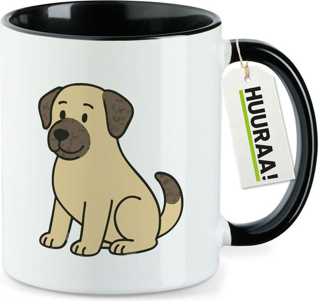 Huuraa Kaffeetasse Kangal Comic Kangi 330ml Schwarz Keramik Kaffeebecher Geschenkidee
