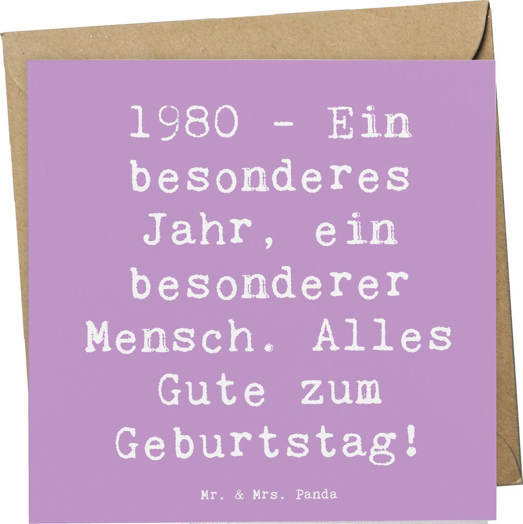 Mr. & Mrs. Panda Grußkarte Spruch 1980 Geburtstag - Lavendeltraum - Geschenk, Klappkarte, liebevolle Geschenke, anlasskarte, Happy Birthday, Alter...
