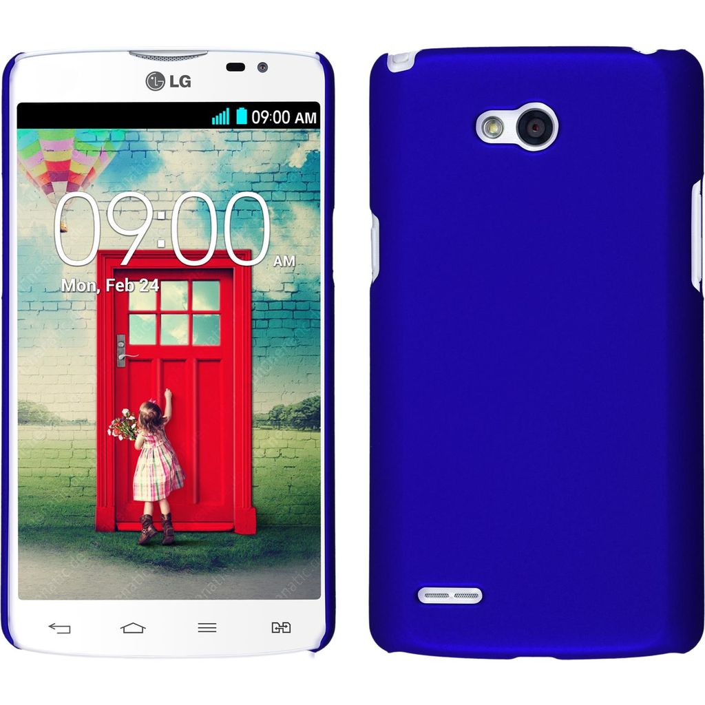 PhoneNatic Case kompatibel mit LG L80 Dual - Hülle blau gummiert Hard-case + 2 Schutzfolien