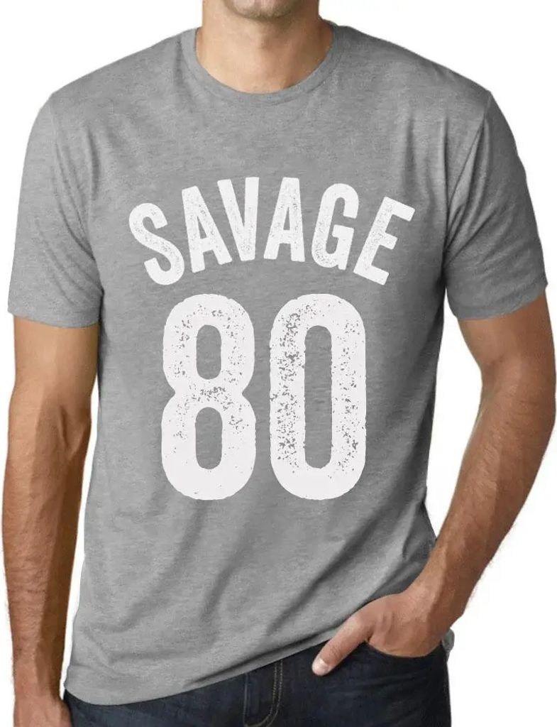 Herren Grafik T-Shirt Savage 80 Geschenk 80. Geburtstag Jahrestag 80 Jahre Jubiläum 80 Jährige Mann Jahrgang 1944 Kurzarm Lustige Druck