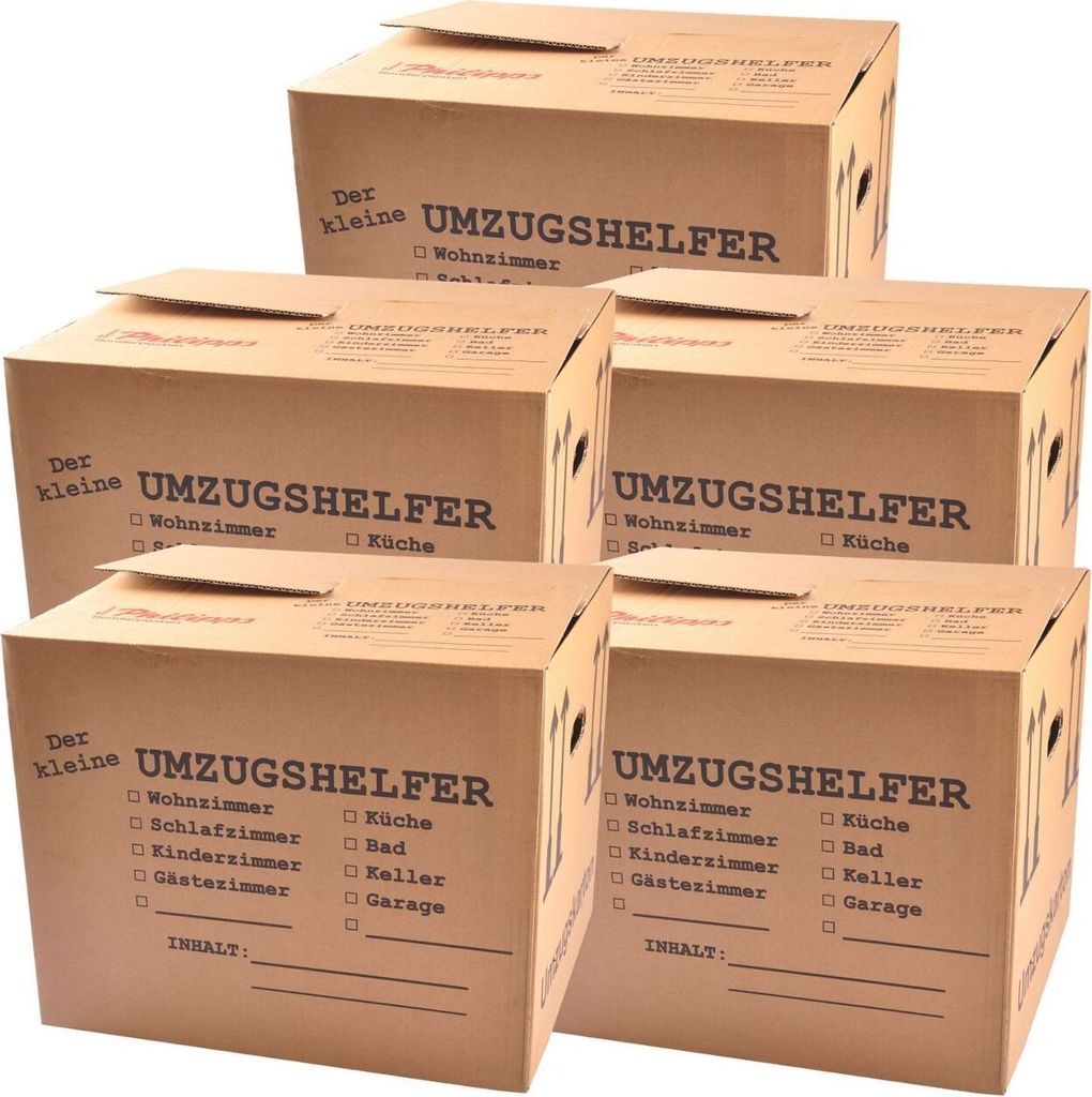 BURI 5er-Set Umzugskartons 41x35x34 Umzugskiste Bücherkiste Archivkarton Transportbox