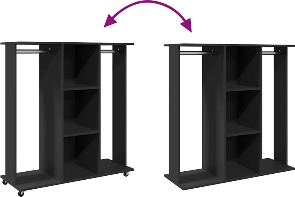 Portant à vêtements noir robuste 102 cm avec roulettes multidirectionnelles