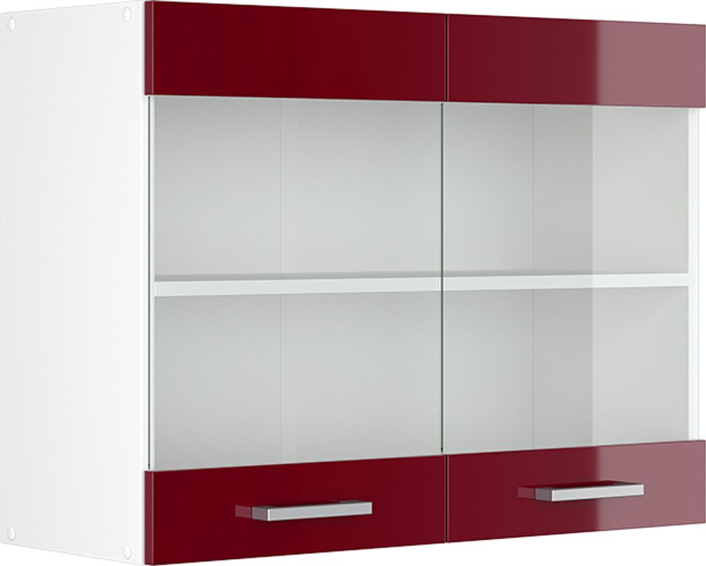 Küchenglasschrank Vicco R-Line Rot Hochglanz 80 cm, Model Produktbild 