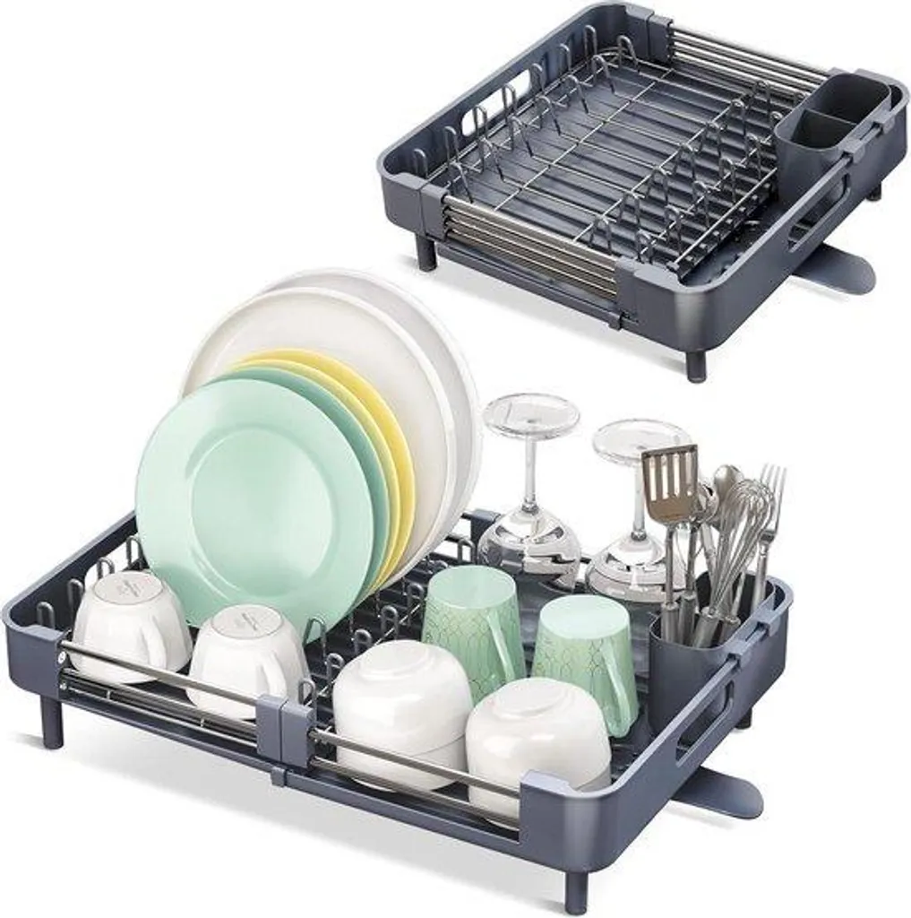 Égouttoir réglable pliable gris 335 cm contre l'encombrement cuisine