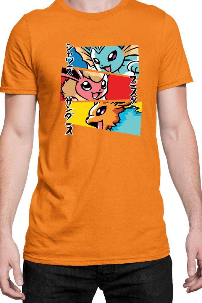Herren T-Shirt Japan Manga Anime Comics Animation Pokeball Eevee Evolutions, Man M / Orange