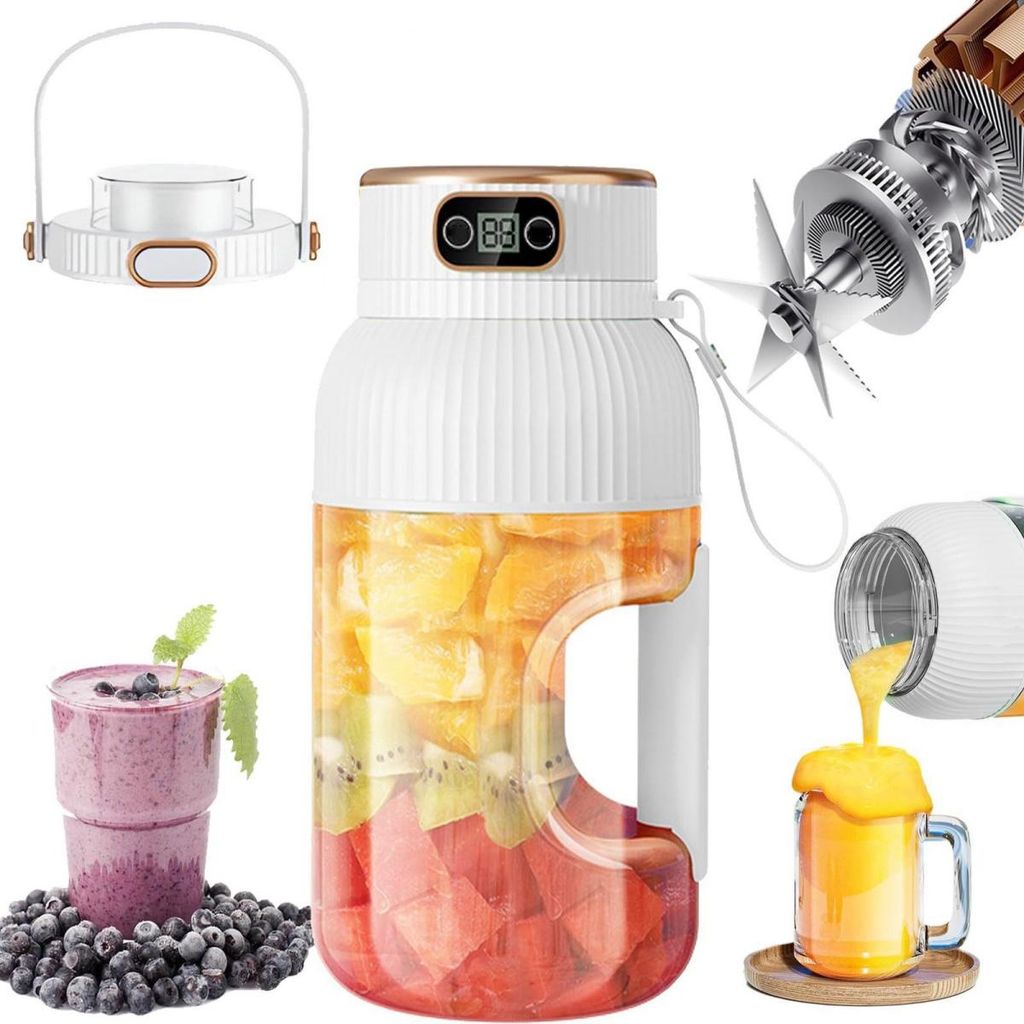 FORSMANO Tragbarer Mixer für Obst und Gemüse, Doppeldeckel Design, Ideal für Smoothies und Getränke, Hochwertiger Mixbehälter, BPA-frei, Weiß