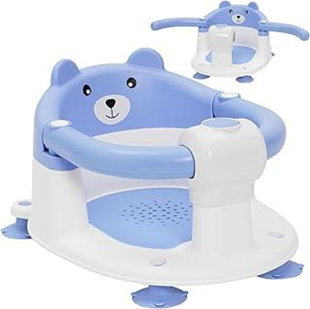 Badewannensitz Baby ab 6-24 monate Badesitz Baby mit 4 Starken Saugnäpfen Ergonomisch Rückenlehne und 360° Rundumschutz Rutschfeste Sicherer Dus...