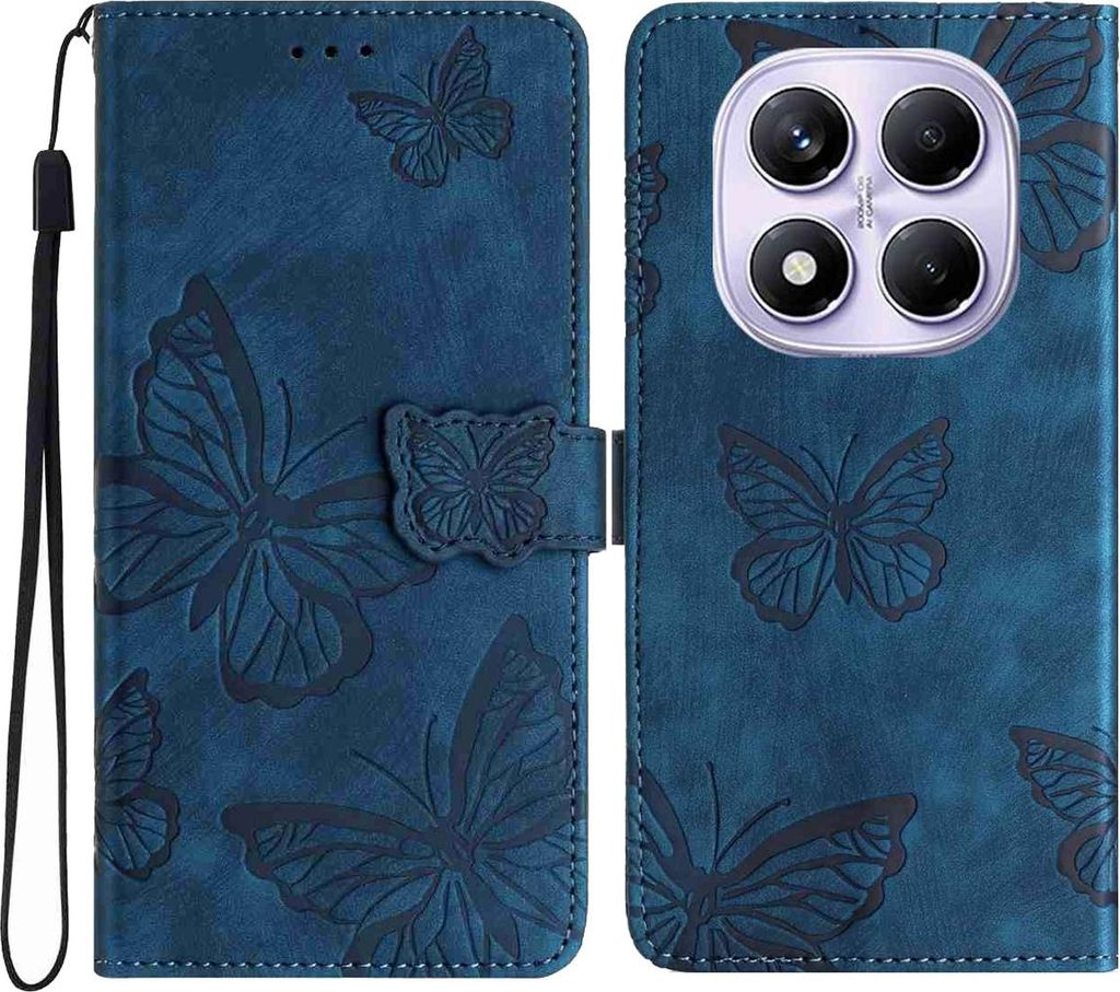 Xiaomi Redmi Note 15 Pro 5G Hülle - Coverup Schmetterlinge Klapphülle - Blau
